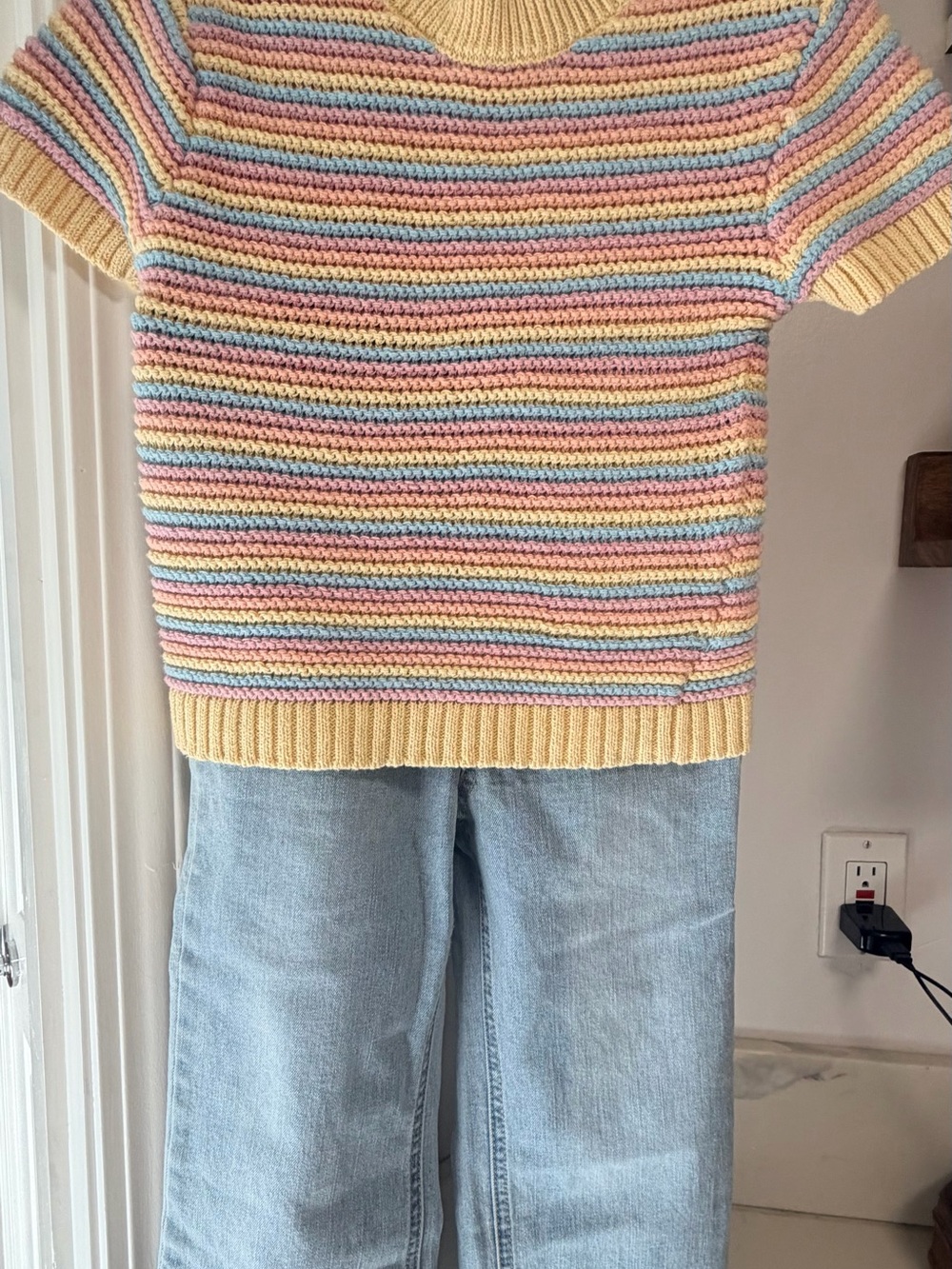 NWT FREE SHIP Nordstrom Pastel Knit Short-Sleeve Sweater & matching jeans
